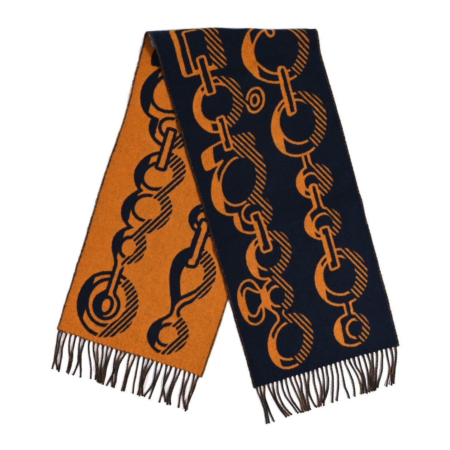 Cashmere Casaque Do Re Boucles Muffler Bleu Black Jaune Ocre