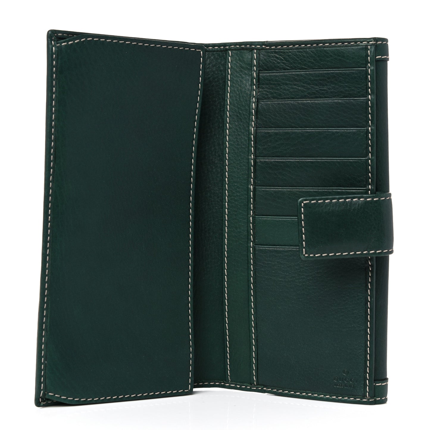 Calfskin Crest Continental Flap Wallet Green