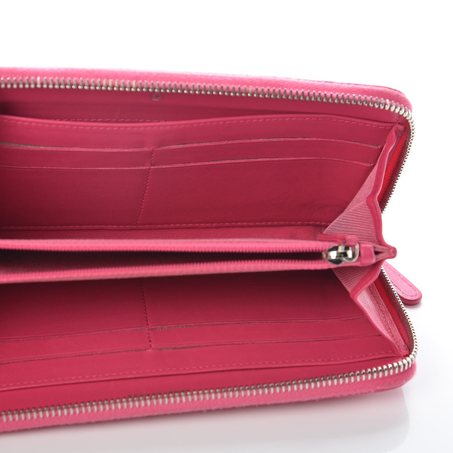 Lambskin Quilted Large Gusset Zip Around Wallet Pink