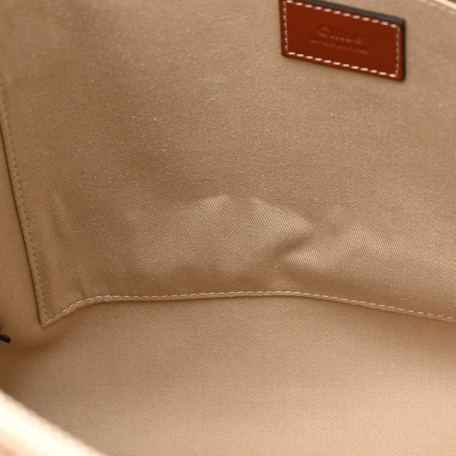 Chloe Cotton Calfskin Medium Woody Ribbon Tote White Brown 11 of 13