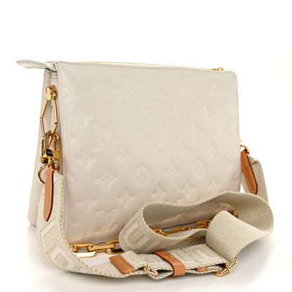 Louis Vuitton Lambskin Embossed Monogram Coussin PM Beige Cream 3 of 9