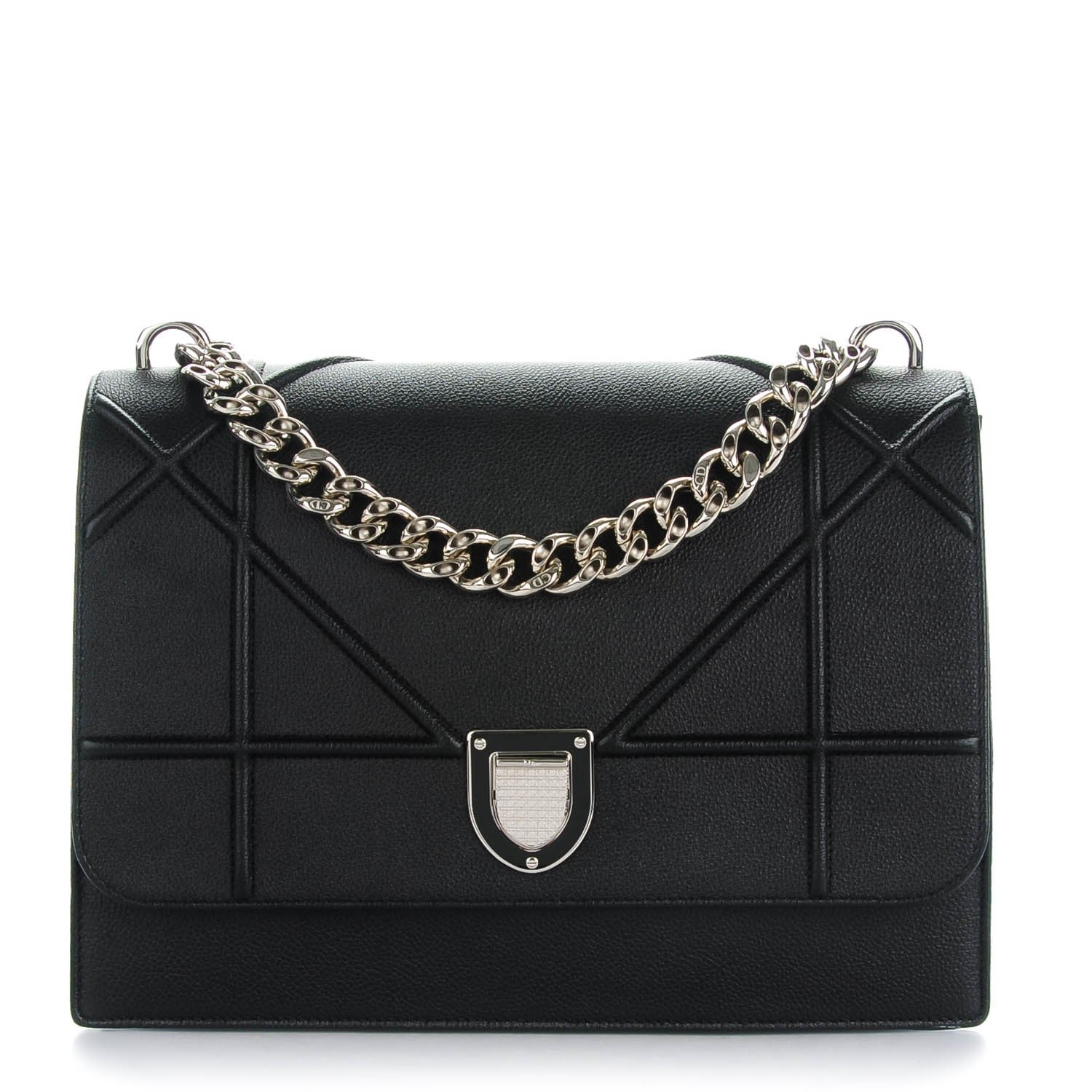 Christian Dior Grained Calfskin Diorama Satchel Black 1 of 7