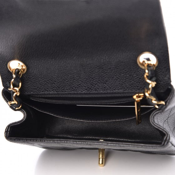 Caviar Quilted Mini Square Flap Black