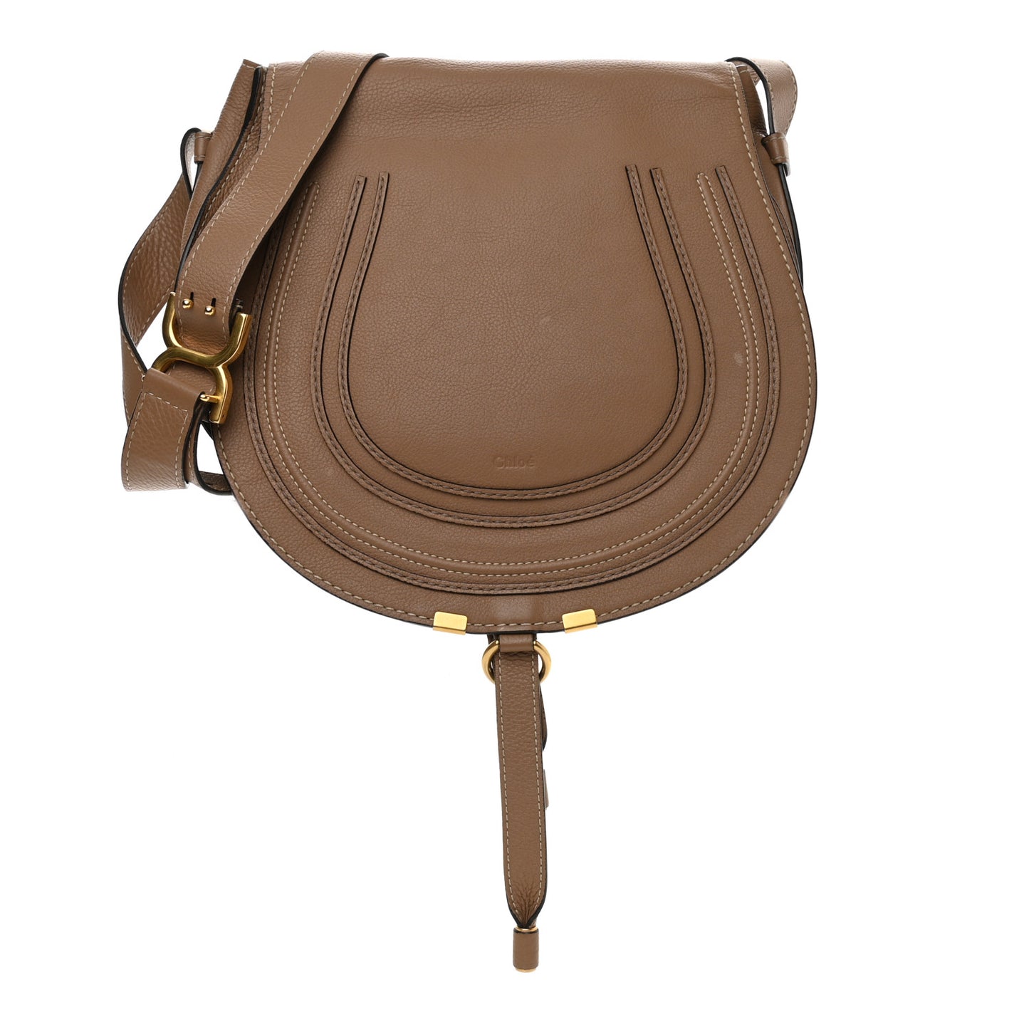 Calfskin Medium Marcie Round Crossbody Bag Nut