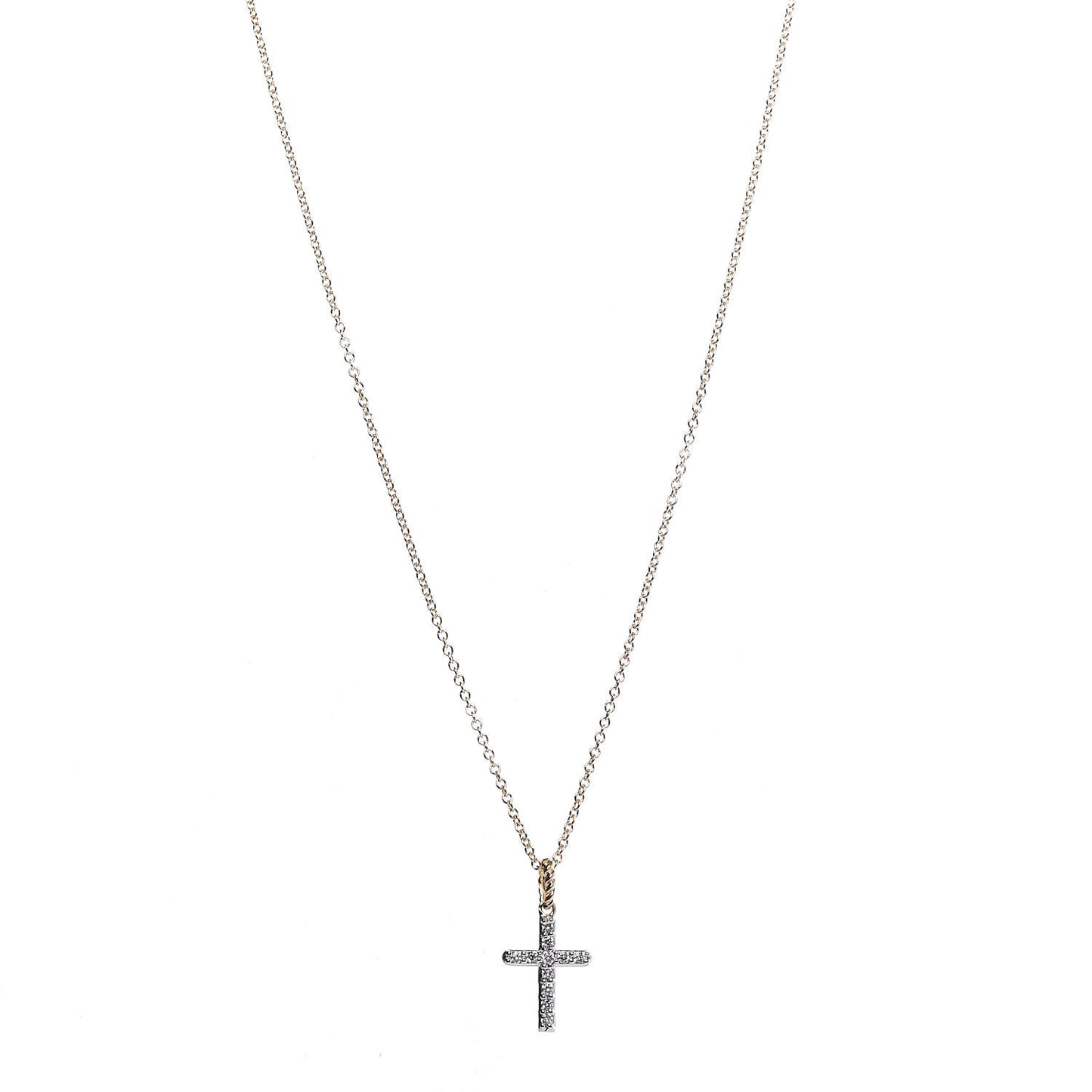 18K Yellow Gold Diamond Cable Collectibles Cross Necklace