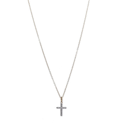 David Yurman 18K Yellow Gold Diamond Cable Collectibles Cross Necklace 1 of 6