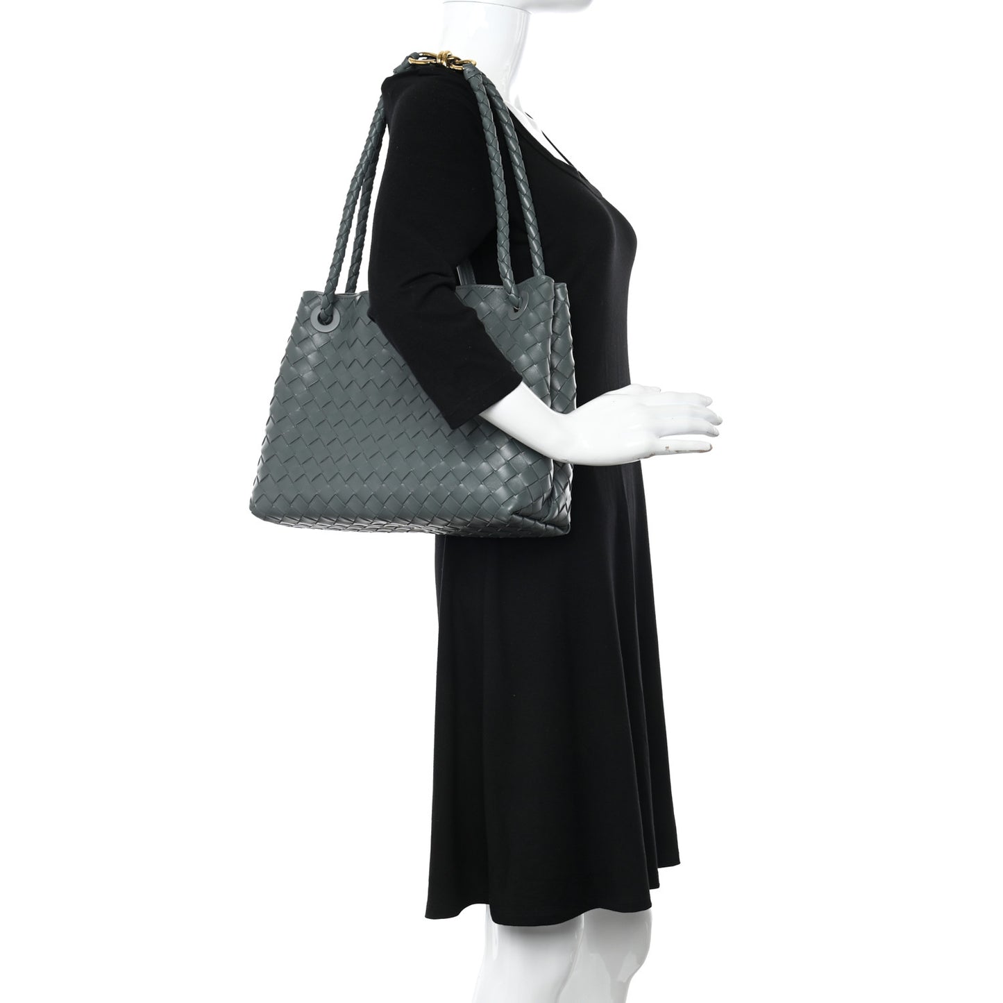 Nappa Intrecciato Medium Andiamo Shoulder Bag Slate