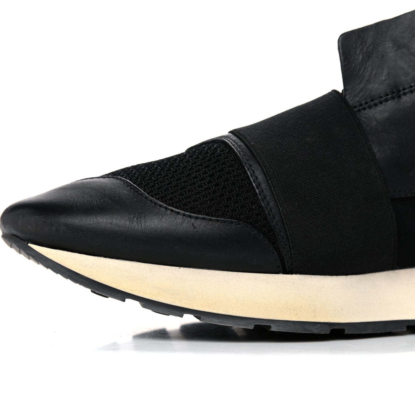 Mesh Calfskin Neoprene Suede Mens Race Runner Sneakers 45 Black
