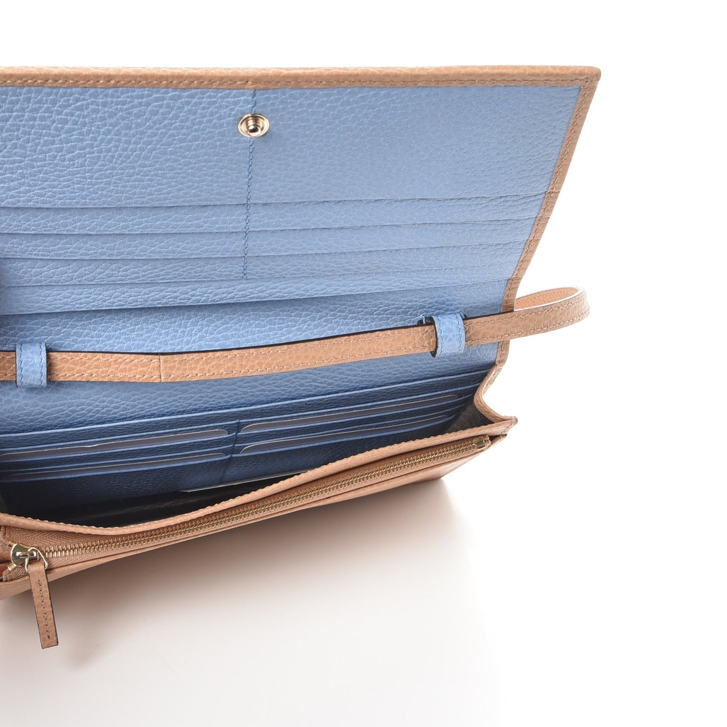 Dollar Calfskin Mini Swing Wallet Bag Camelia Mineral Blue