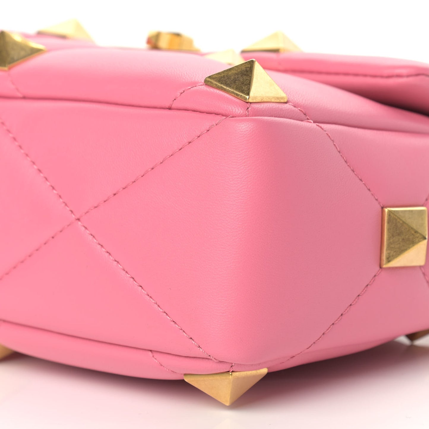 Nappa Medium Roman Stud Shoulder Bag Flamingo Pink