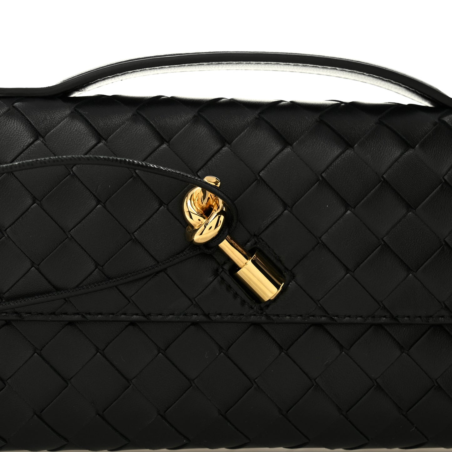 Nappa Intrecciato Long Andiamo Top Handle Clutch Black