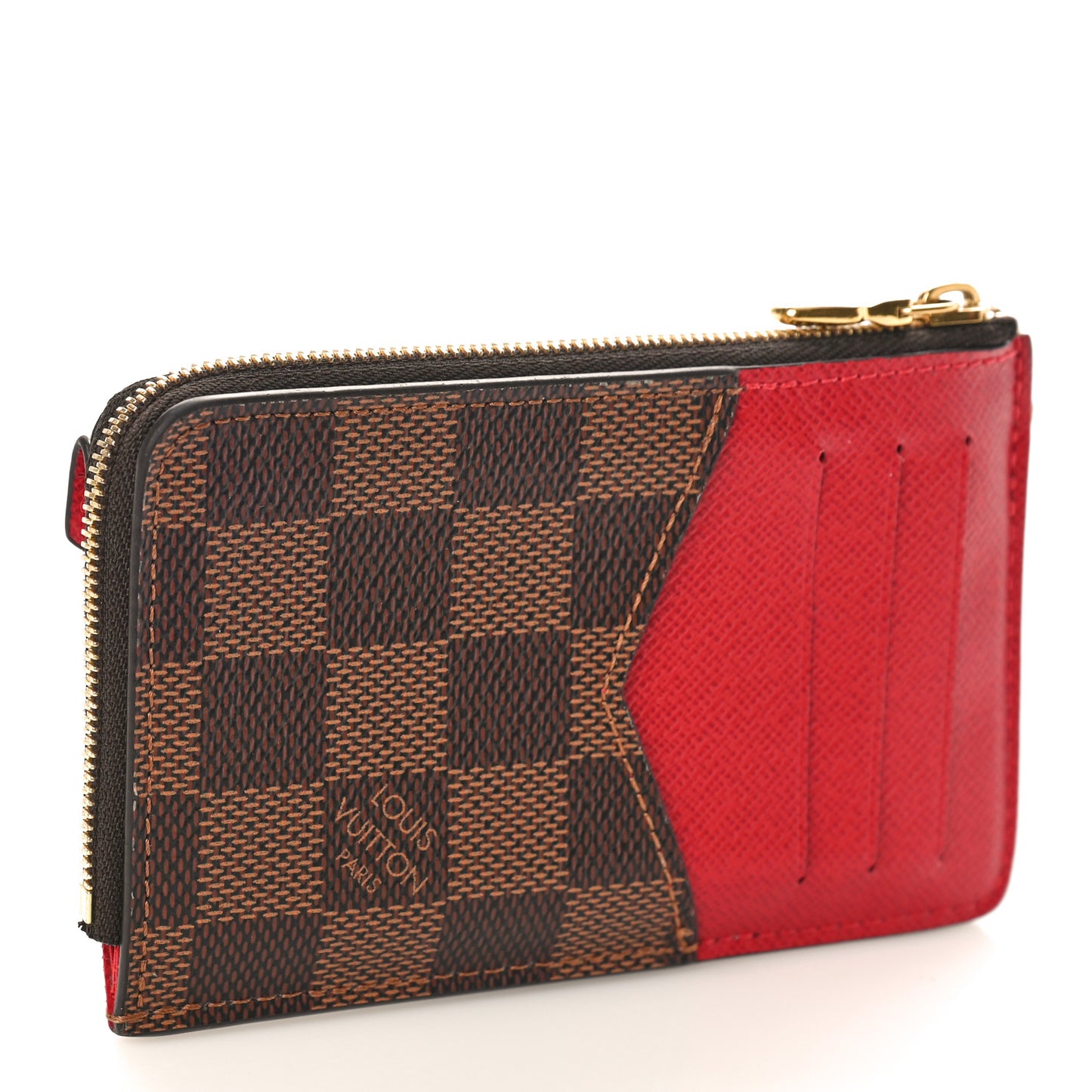 Damier Ebene Recto Verso Card Holder Red