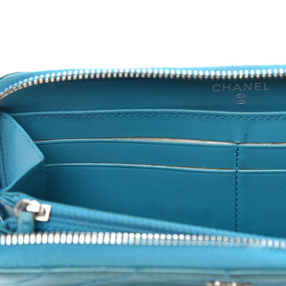 Chanel Patent Quilted Large Gusset Zip Around Wallet Blue 12 of 13
