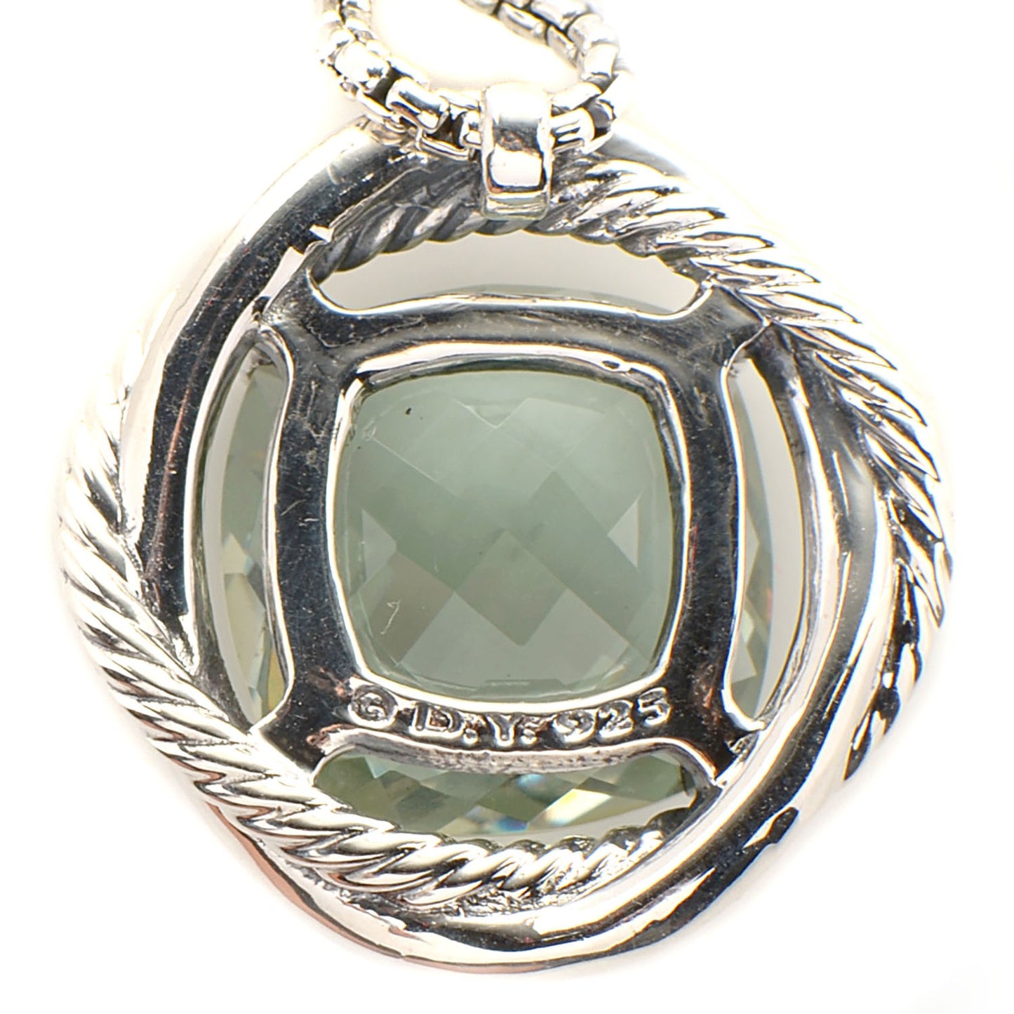 Sterling Silver Prasiolite 14mm Infinity Pendant Necklace