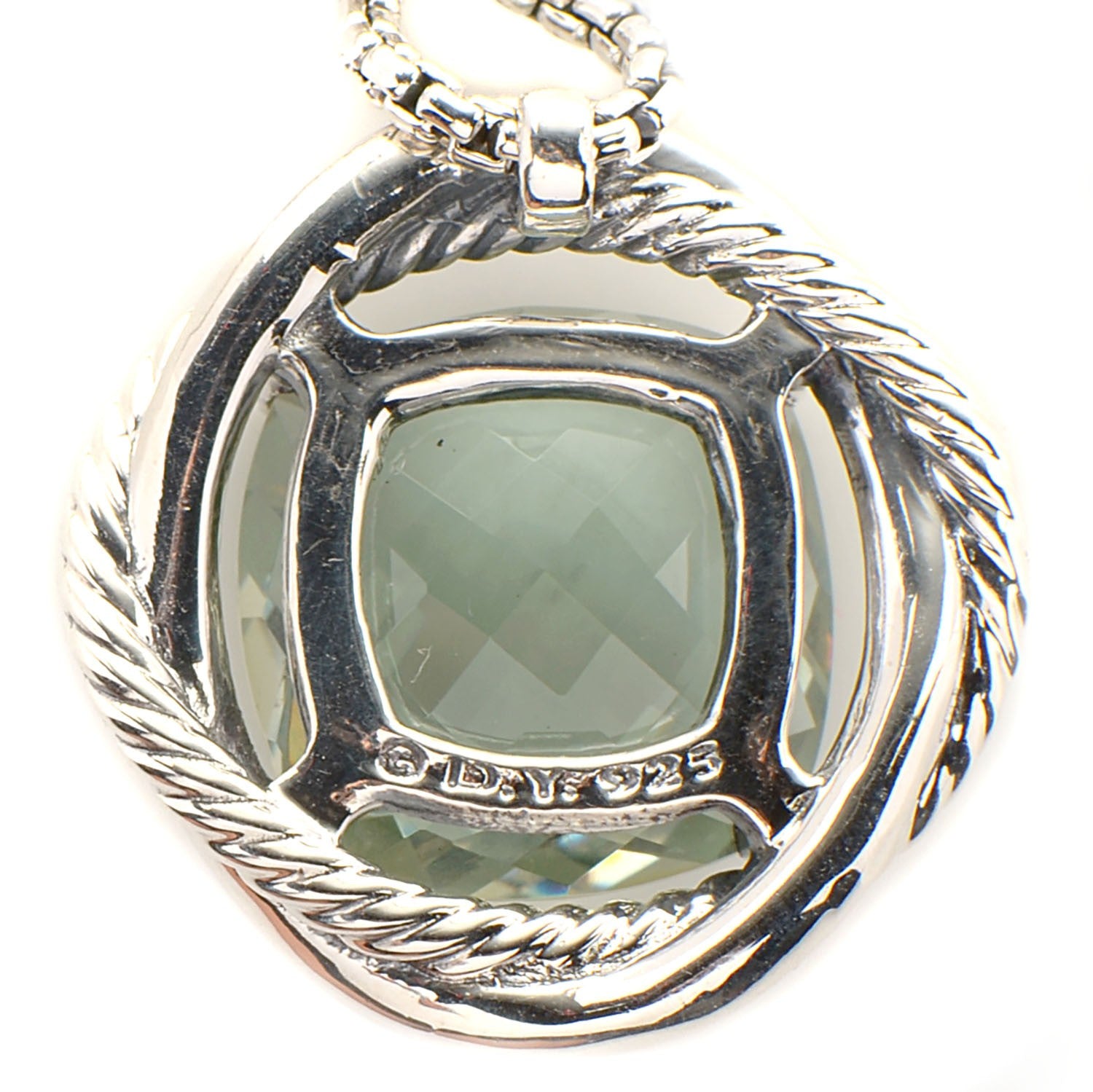 David Yurman Sterling Silver Prasiolite 14mm Infinity Pendant Necklace 4 of 5