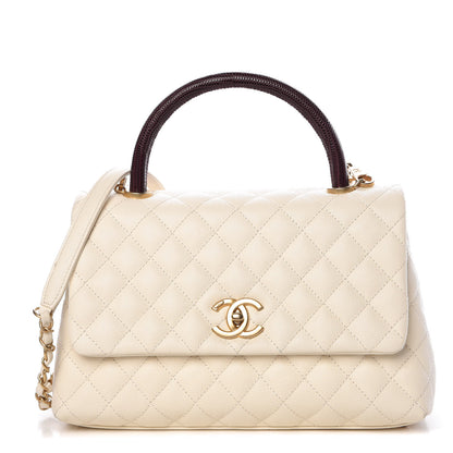 Chanel Caviar Lizard Quilted Small Coco Handle Flap Ivory 1 of 14