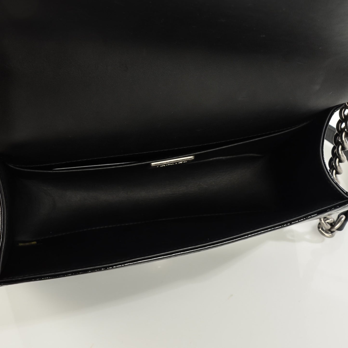 Patent Calfskin Python Medium Boy Flap Black Silver