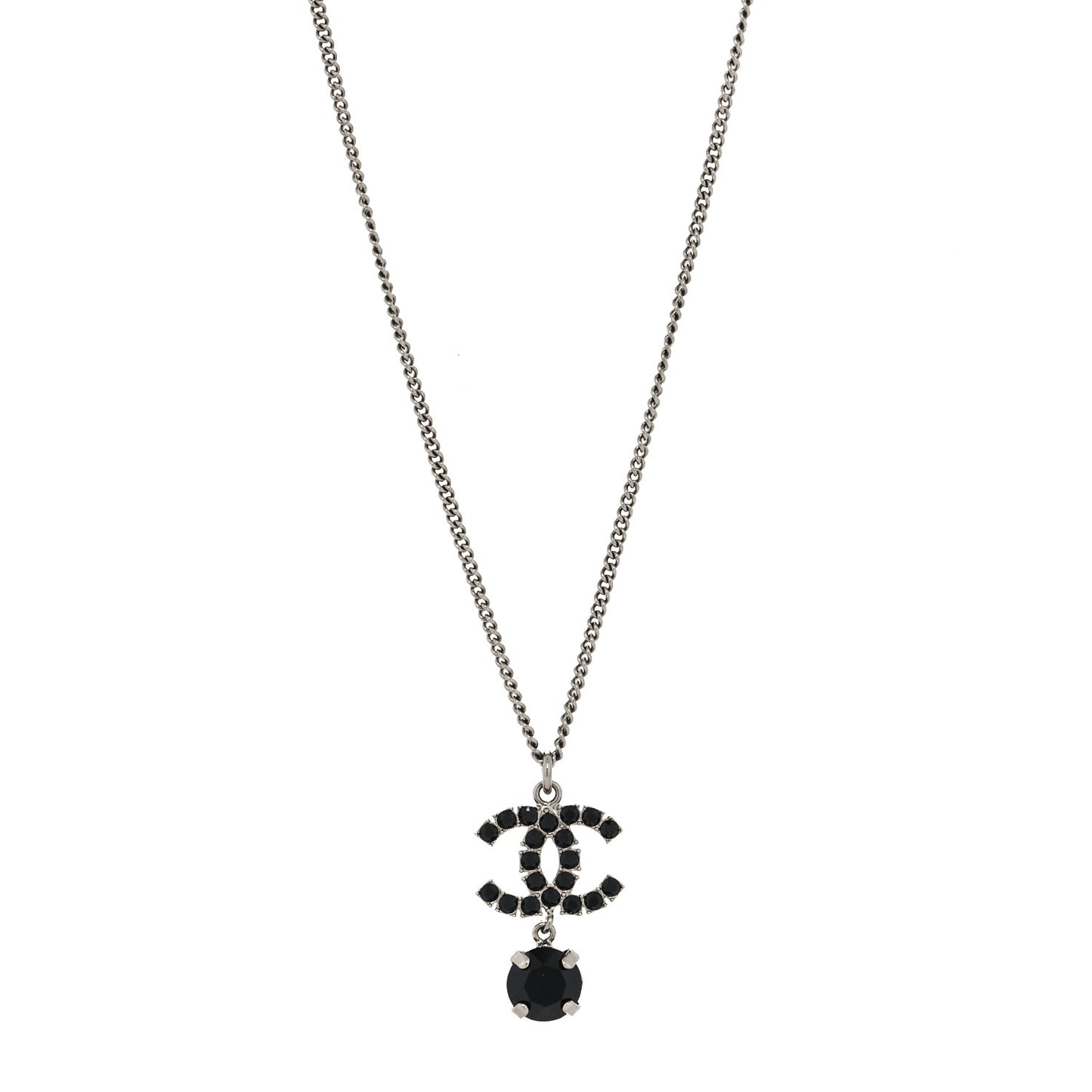 Ruthenium Crystal CC Drop Necklace Black