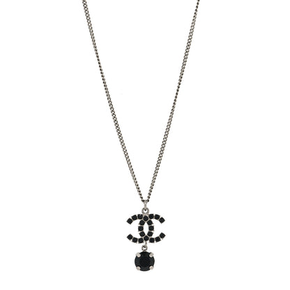 Chanel Ruthenium Crystal CC Drop Necklace Black 1 of 5