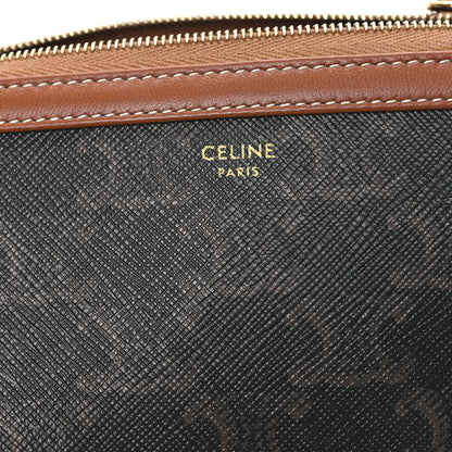 Celine Triomphe Canvas Lambskin Clutch On Chain Tan 6 of 10