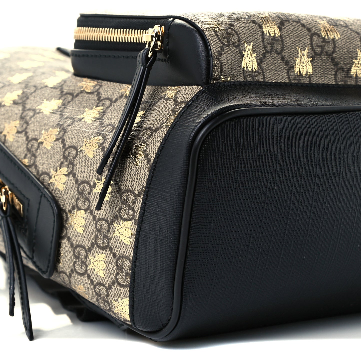 GG Supreme Monogram Bees Print Small Day Backpack Beige Oro Black