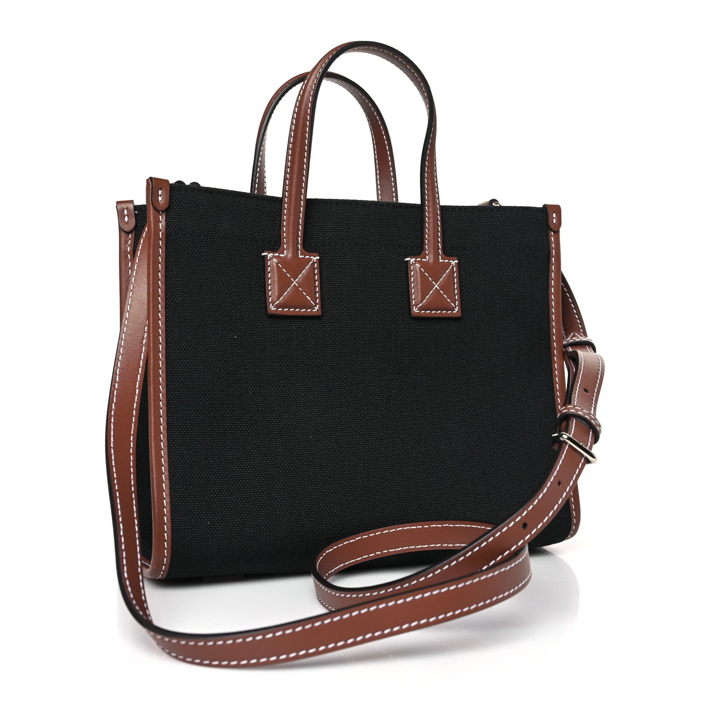 Canvas Smooth Calfskin Mini Two Tone Freya Tote Black Tan