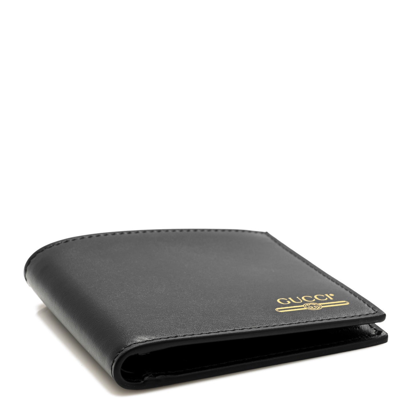 Plutone Calfskin Logo Bi-Fold Wallet Black