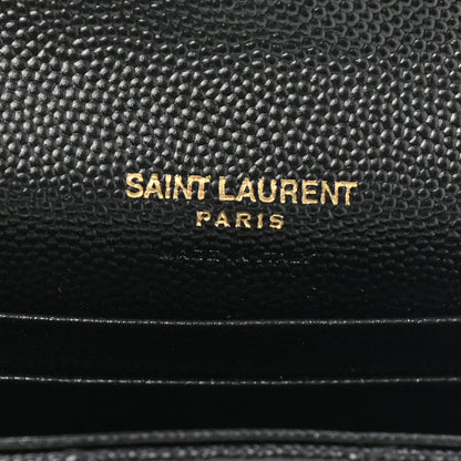 Saint Laurent Grain De Poudre Matelasse Chevron Small Monogram Envelope Wallet Black 6 of 7