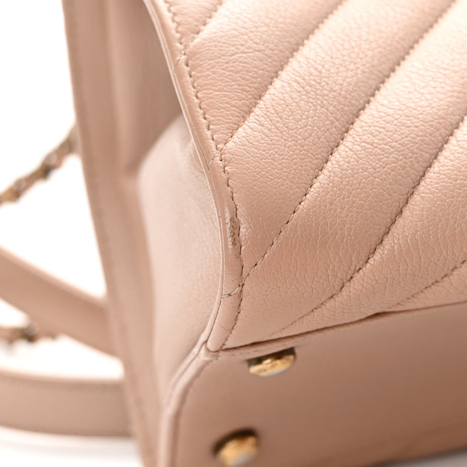 Chanel Shiny Goatskin Diagonal Quilted Shoulder Bag Beige 13 of 14