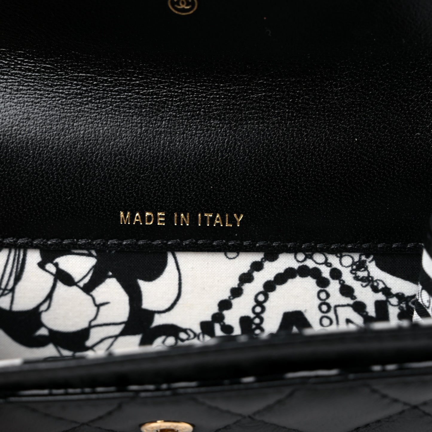 Lambskin Quilted Flap Card Holder Black