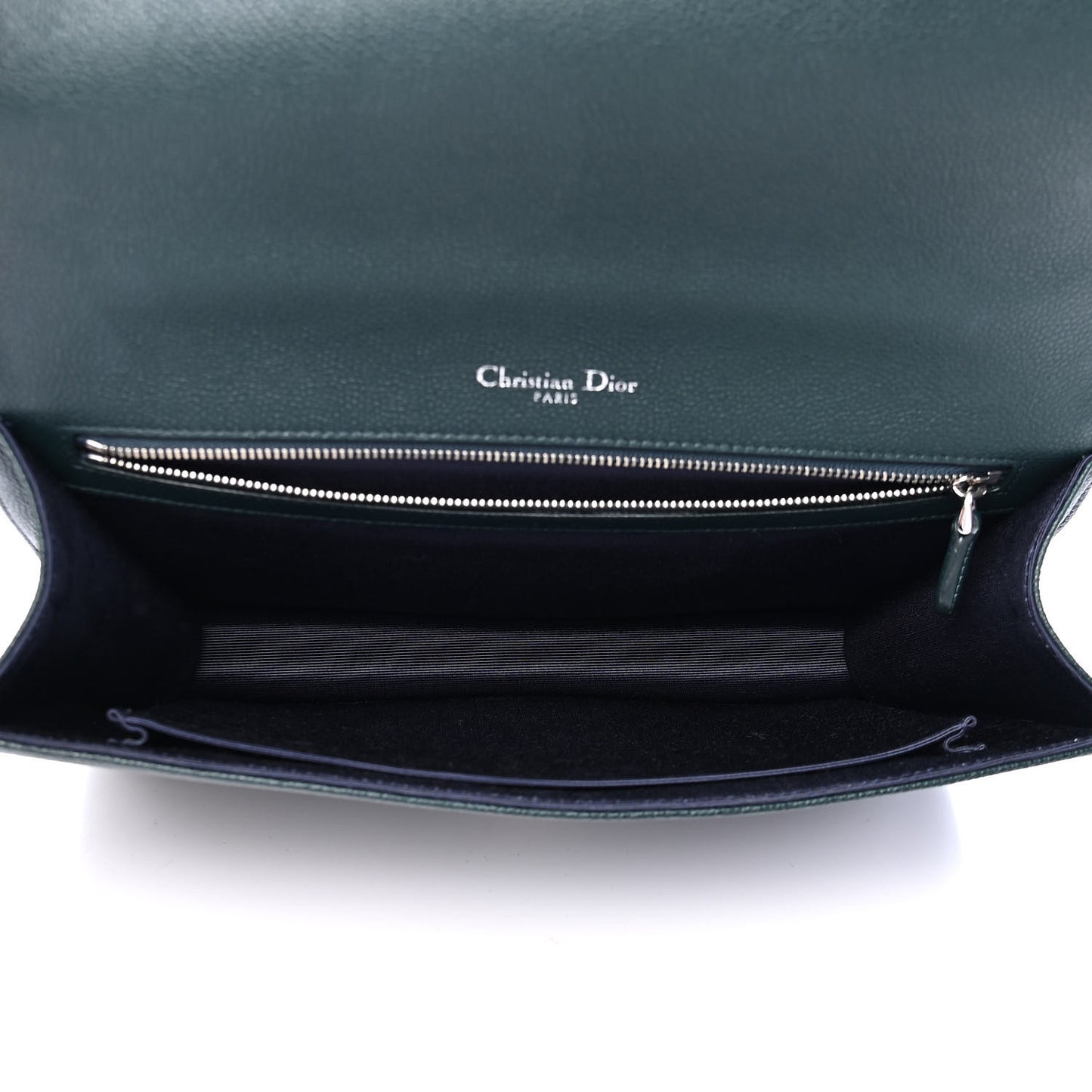 Grained Calfskin Large Diorama Flap Bag Green