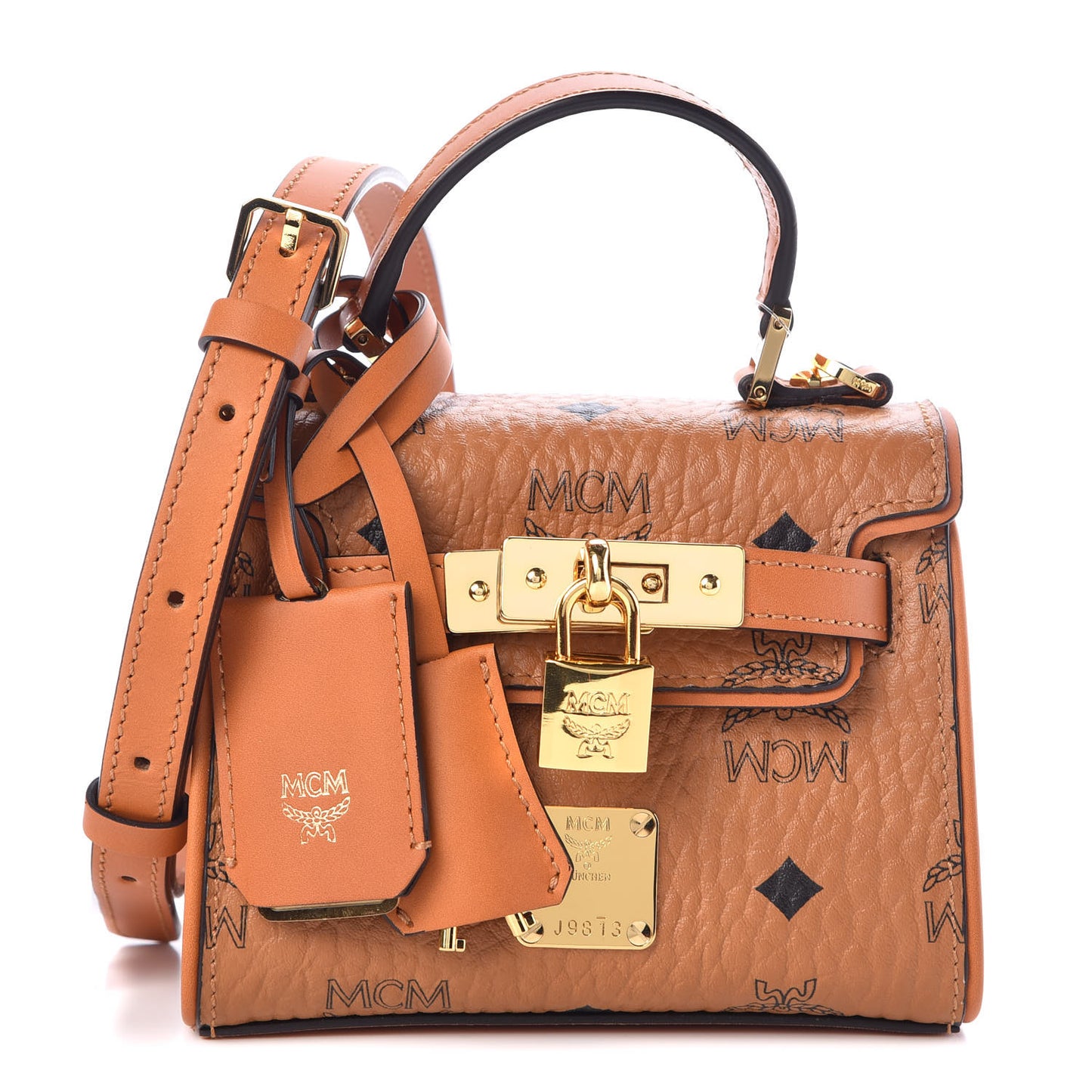Visetos X-Mini Heritage Top Handle Satchel Cognac