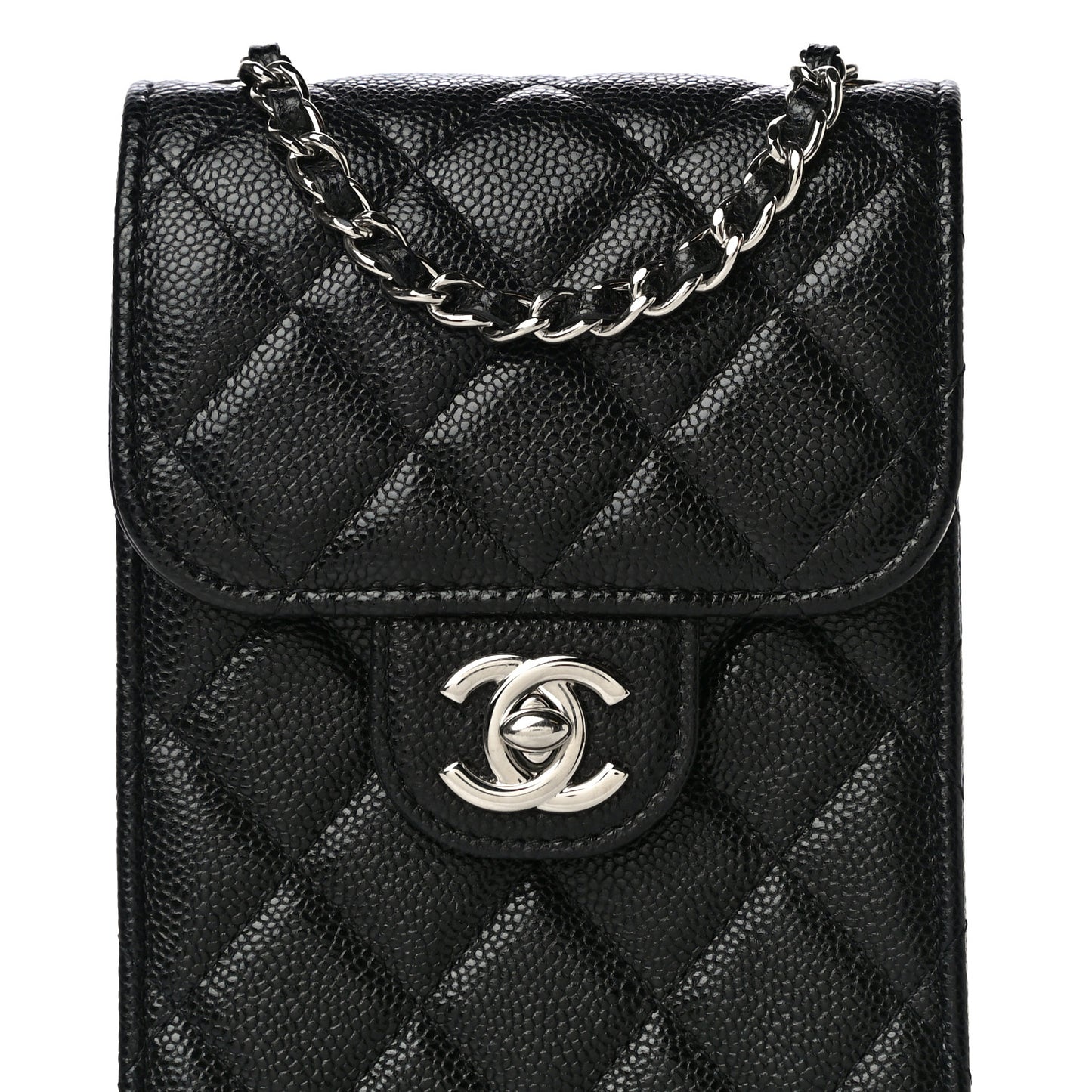 Caviar Quilted Classic Phone Holder Black