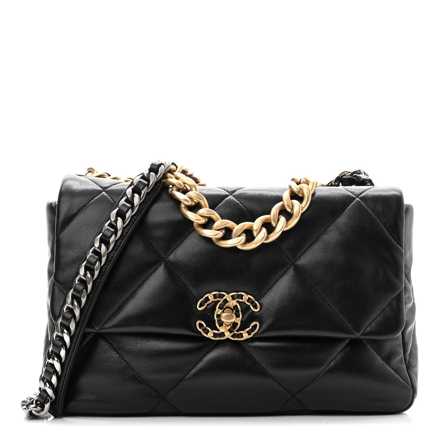 Lambskin Quilted Large Chanel 19 Flap Black