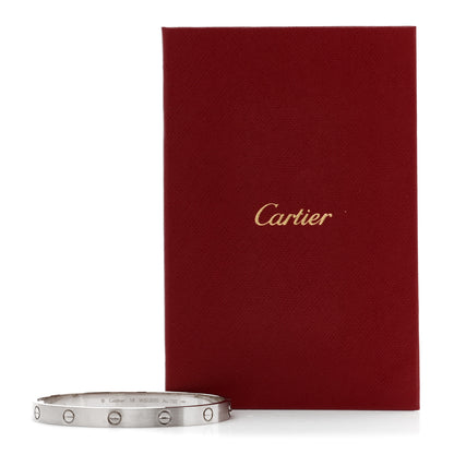 Cartier 18K White Gold Brushed Finish LOVE Bracelet 18 9 of 9