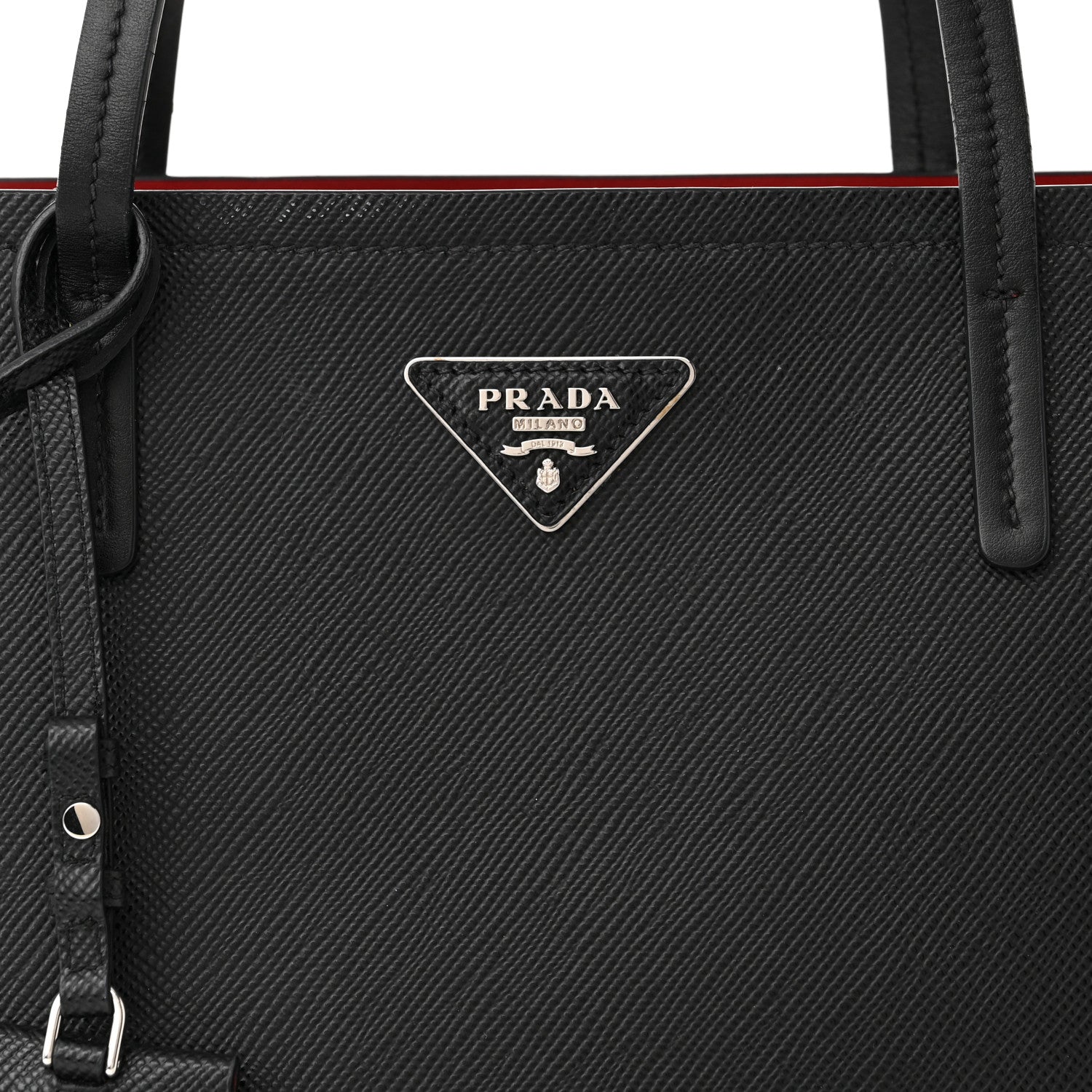 Prada Saffiano Cuir Shopping Tote Black Fuoco 9 of 17