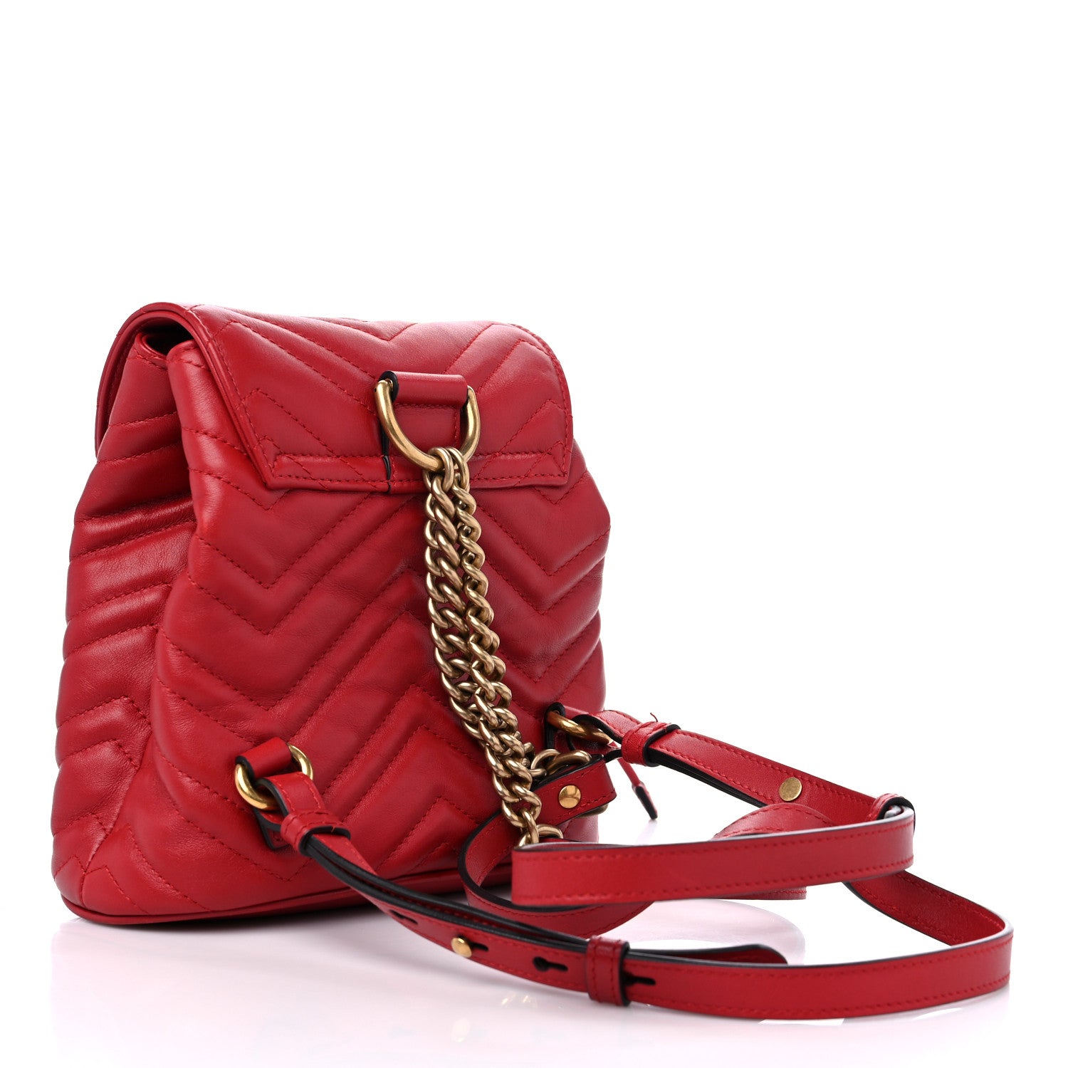 Gucci Calfskin Matelasse GG Marmont Flap Backpack Hibiscus Red 3 of 10