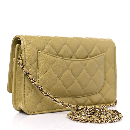 Chanel Caviar Quilted Wallet On Chain WOC Light Green 2 of 10