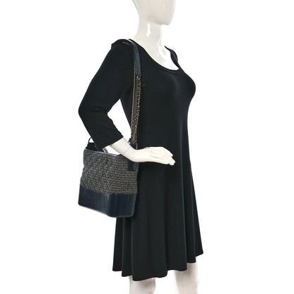 Chanel Tweed Calfskin Quilted Medium Gabrielle Hobo Gray Navy 2 of 11