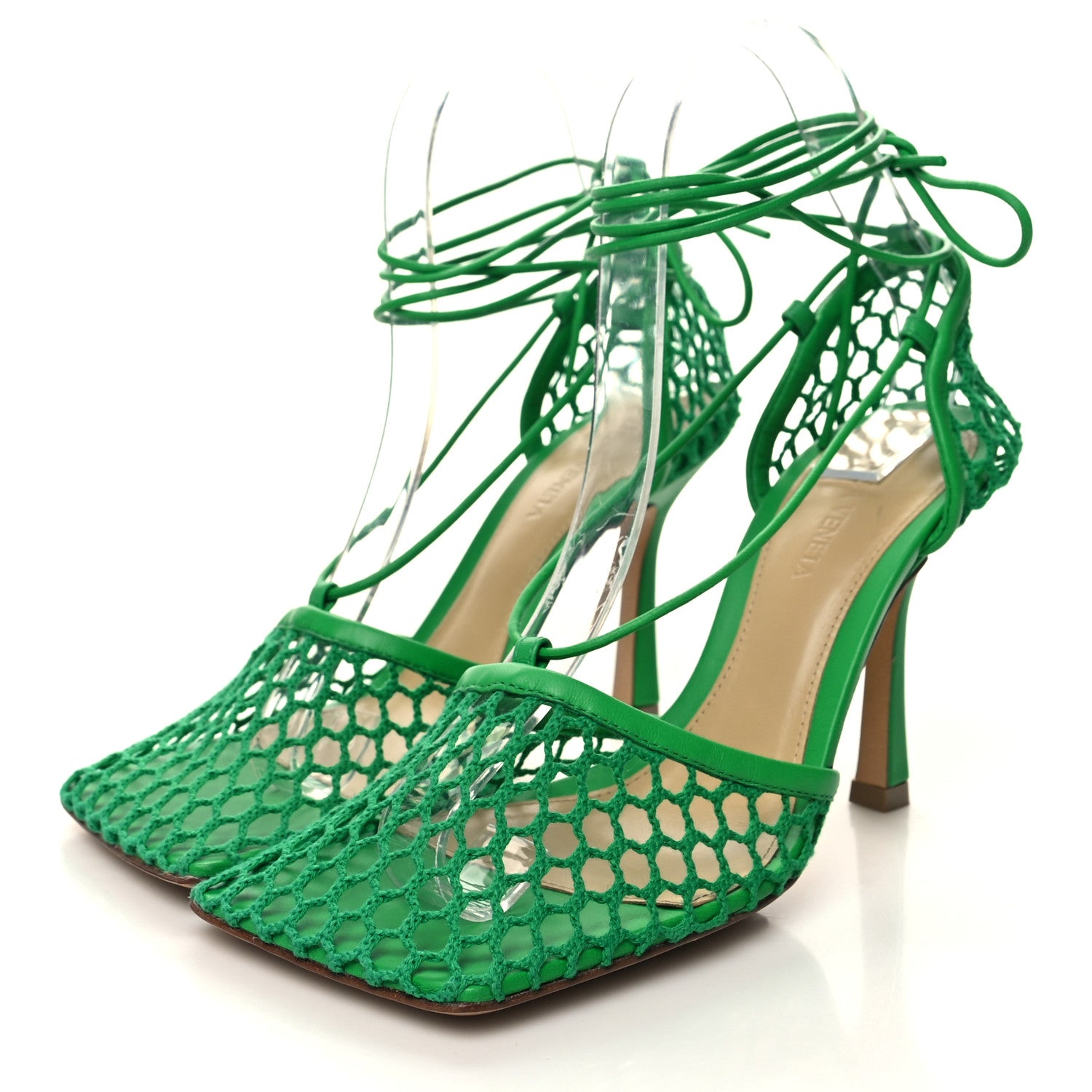 Bottega Veneta Mesh Nappa Stretch Ankle Tie 90mm Sandals 36 Grass 3 of 7