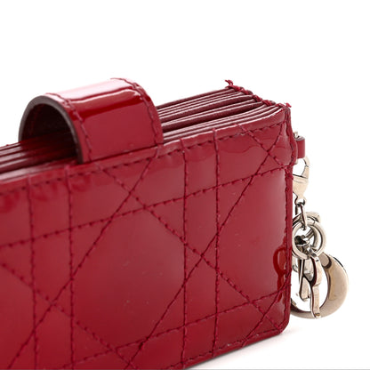 Christian Dior Patent Cannage Lady Dior 5-Gusset Card Holder Rouge 9 of 9