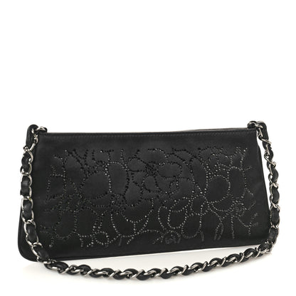 Chanel Satin Crystal Camellia Evening Bag Black 3 of 9