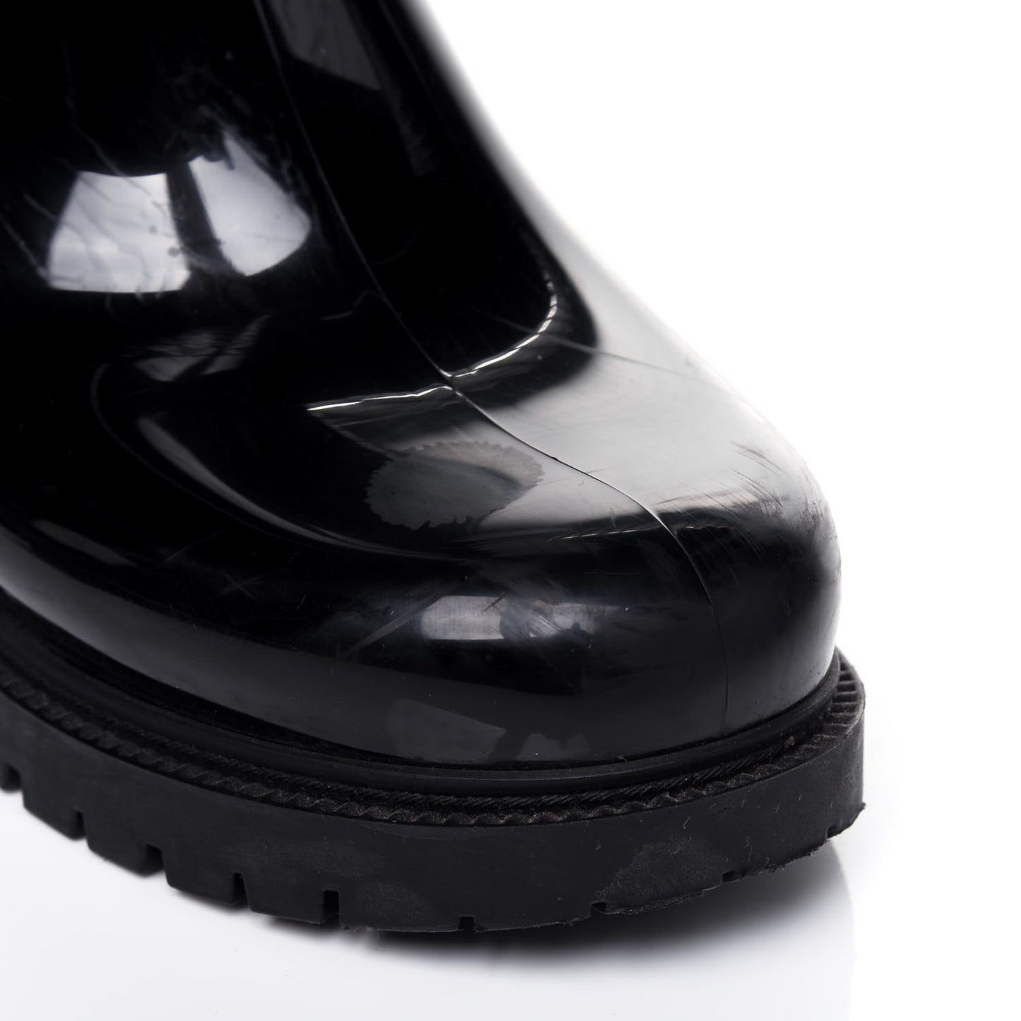 Rubber Embossed Monogram Splash Rain Boots 37 Black