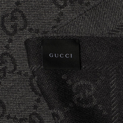Gucci Wool Monogram Fringe Scarf Anthracite Black 5 of 6