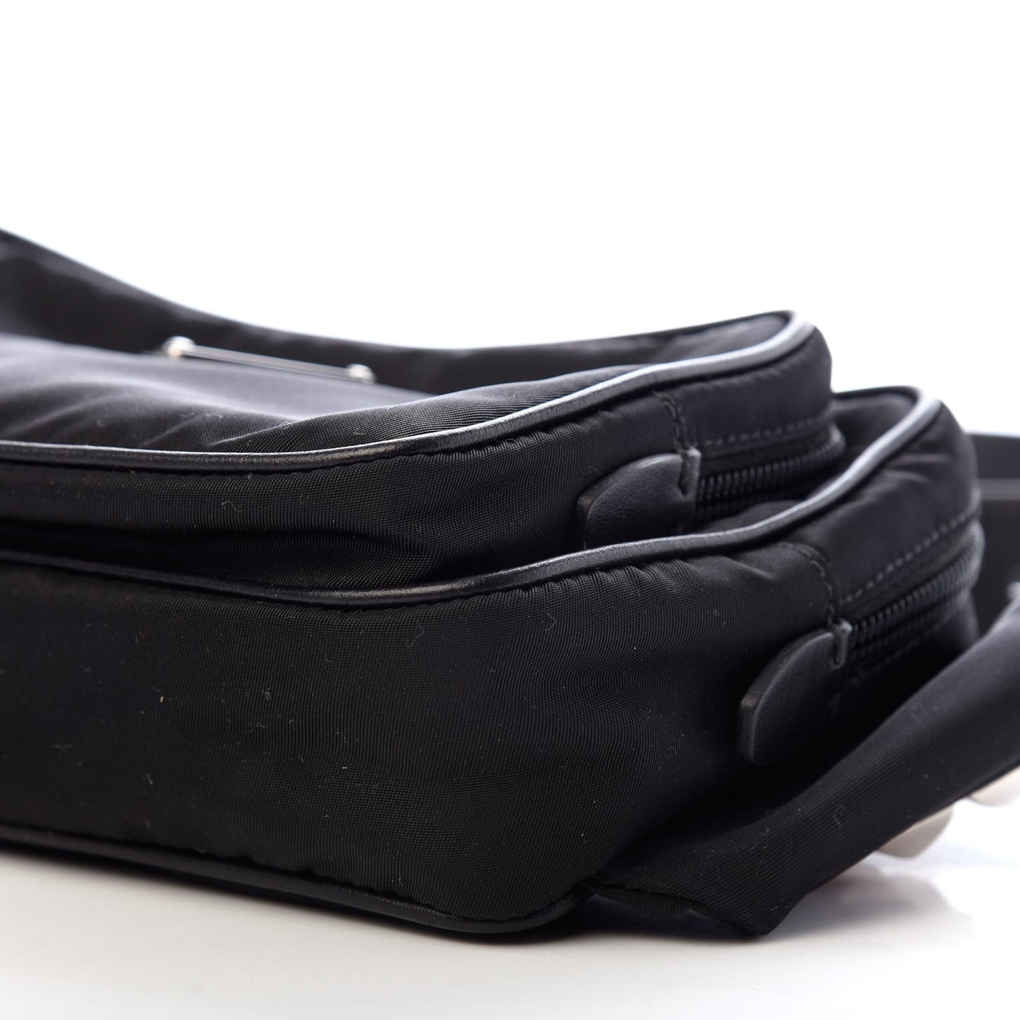 Tessuto Nylon Calfskin Studded Belt Bag Black