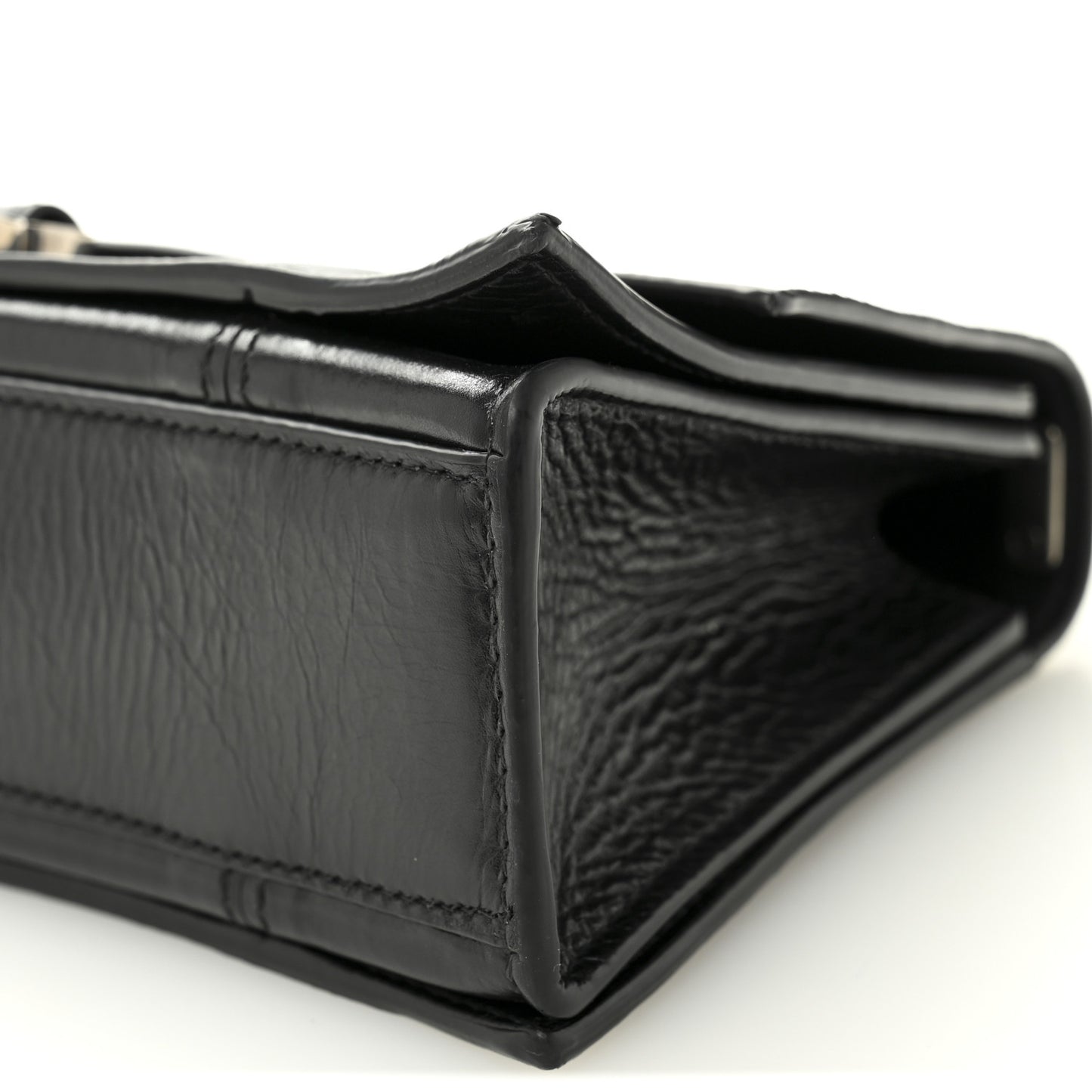 Paper Calfskin Small Crush Sling Bag Black