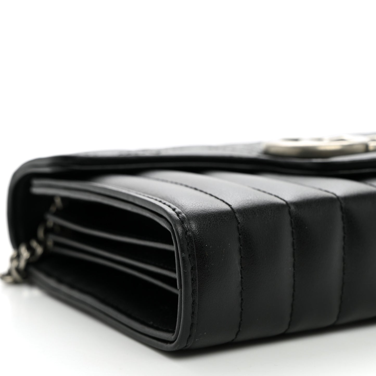 Calfskin Matelasse Aria GG Marmont Chain Wallet Black