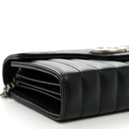 Gucci Calfskin Matelasse Aria GG Marmont Chain Wallet Black 9 of 11