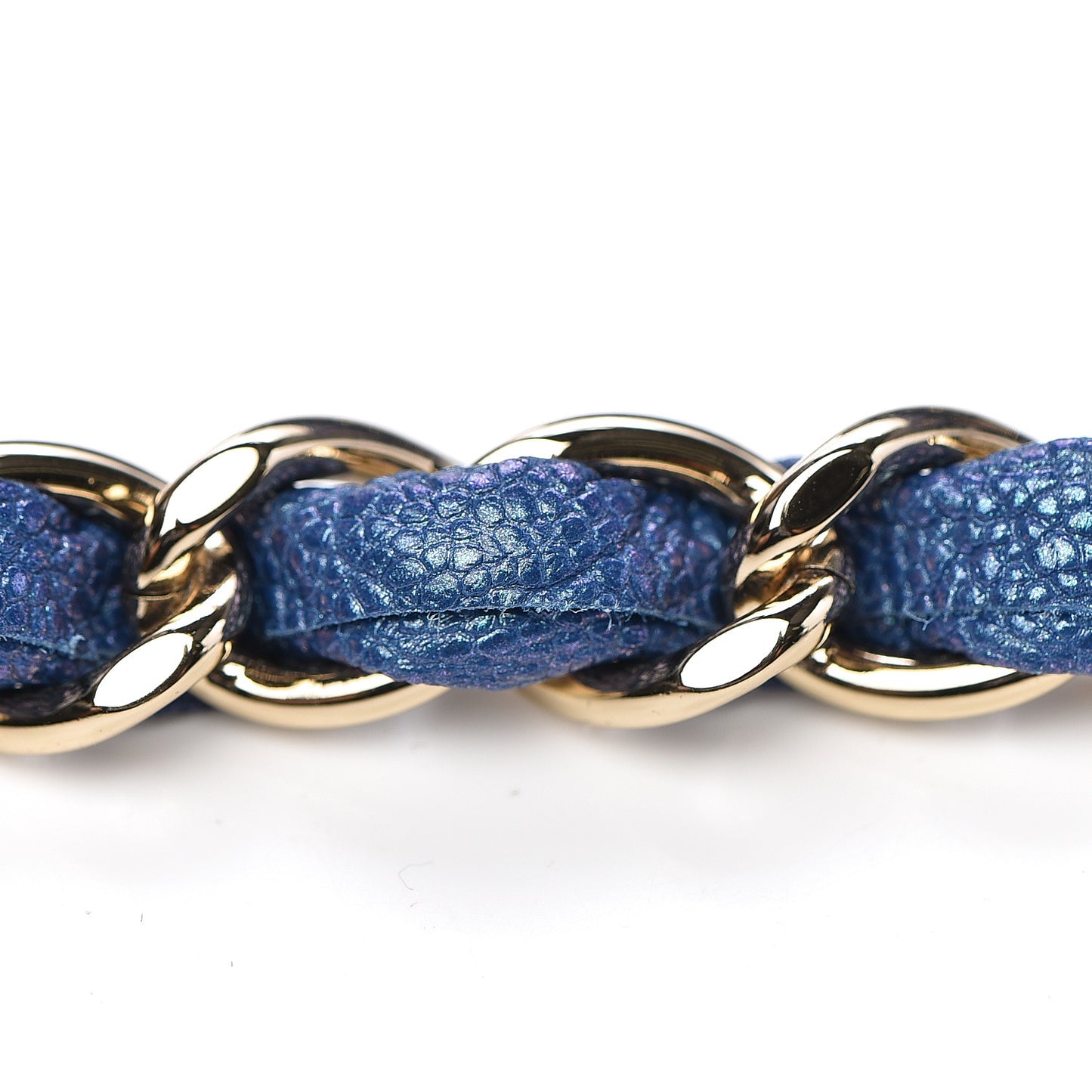 Iridescent Caviar Quilted Medium Double Flap Dark Blue