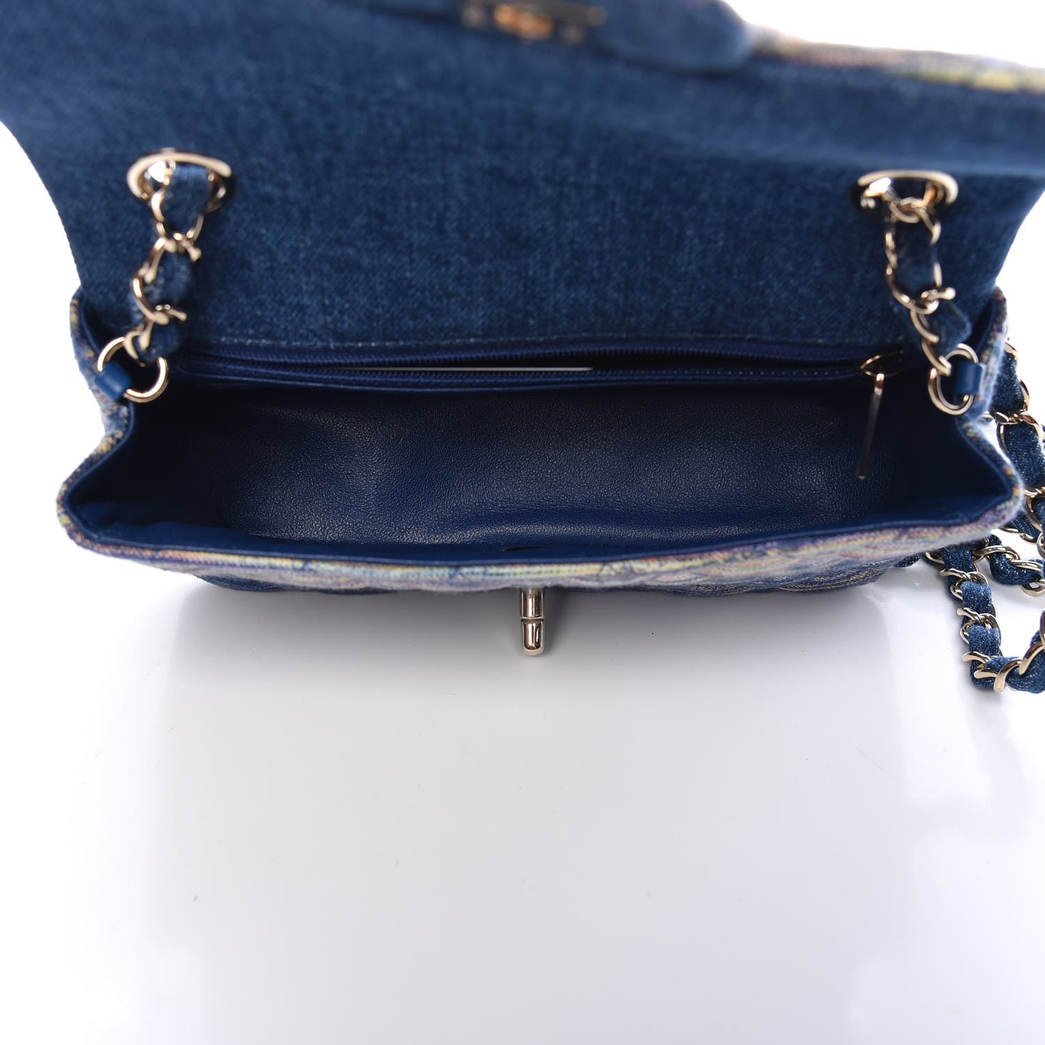 Chanel Denim Mini Rectangular Flap Bag Navy Yellow Purple Green 5 of 10
